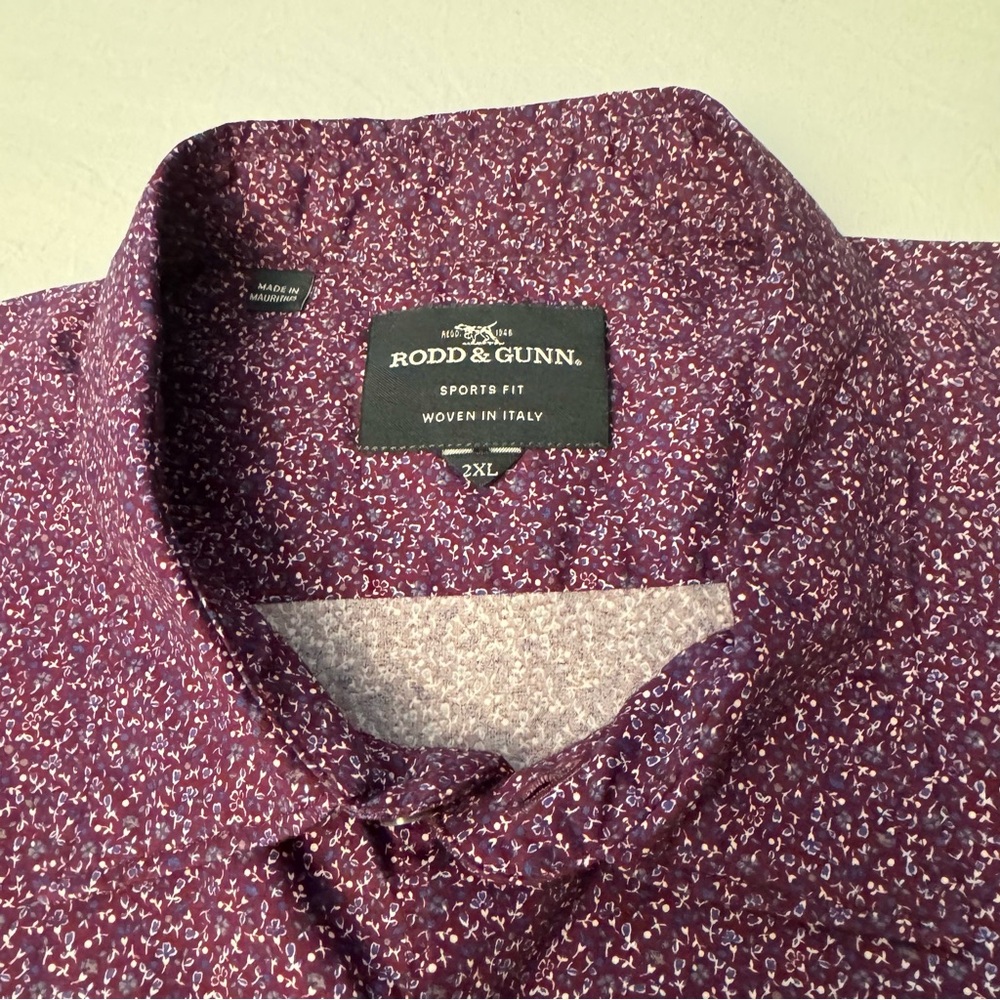 Rodd & Gunn Men’s Floral Shirt Size 2XL Sports Fit Woven Italy Purple Button Up